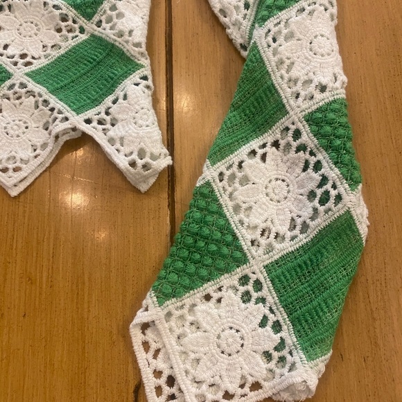 Zara women’s crochet top green white cardigan pullover short crop size small - Picture 10 of 10